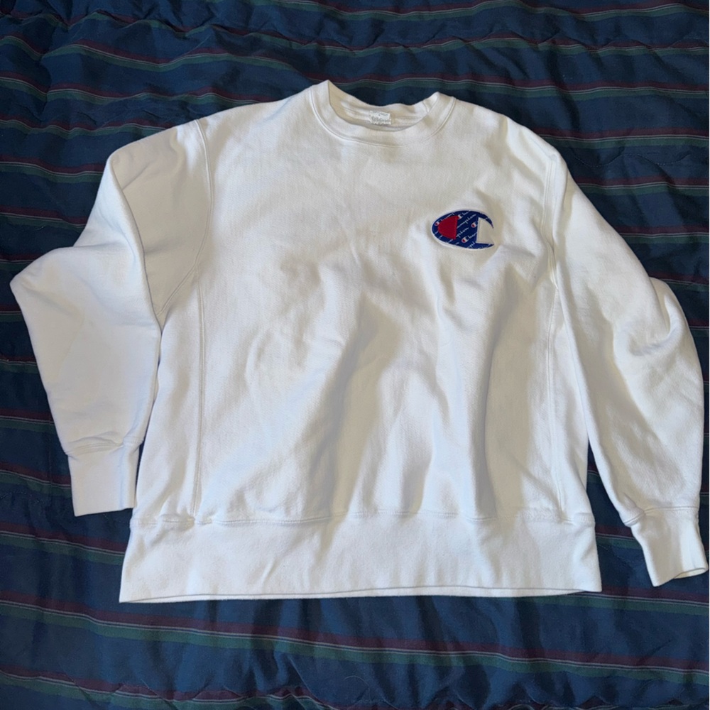 Champion White Reverse Weave Sweatshirt
